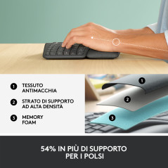 Logitech ERGO K860 Wireless Split Keyboard - Tastiera Ergonomica Wireless, Poggiapolsi, Connettività Bluetooth e USB,