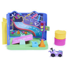 Gabby's Dollhouse , Stanza dei giochi Carlita Purr-ific con la macchinina giocattolo Carlita, accessori, mobili e scatola con