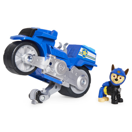 PAW Patrol , veicolo Moto Pups di Chase, motocicletta con motore a retrocarica e personaggio, per bambini dai 3 anni in su