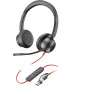 POLY Cuffie stereo Blackwire 8225 con connettore USB-C, certificate per Microsoft Teams + adattatore USB-C/A