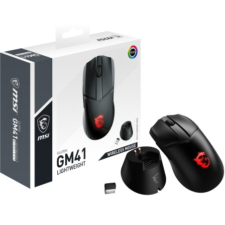 MSI Clutch GM41 Lightweight Wireless mouse Gaming Mano destra RF Wireless Ottico 20000 DPI