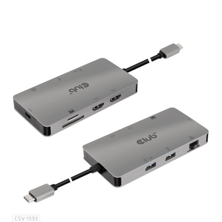 CLUB3D CSV-1593 hub di interfaccia USB 3.2 Gen 1 (3.1 Gen 1) Type-C 16200 Mbit/s Metallico