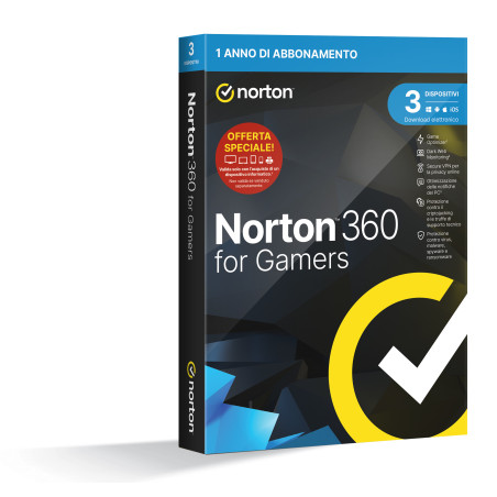 Norton 360 for Gamers 2024 | Antivirus per 3 Dispositivi | Licenza di 1 anno | PC, Mac, tablet e smartphone