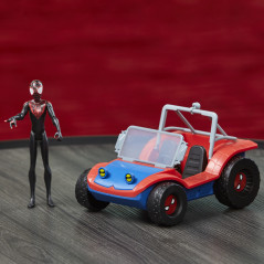 Marvel Spider-Man Spider Mobile e Miles Morales, veicolo da 15 cm con action figure, per bambini dai 4 anni in su