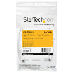 StarTech.com Cavo di Ricarica USB-C da 2m - Resistente Cavetto USB-C di Ricarica Veloce e Sync da USB 2.0 a USB Type C -