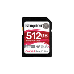 Kingston Technology 512GB Canvas React Plus SDXC UHS-II 280R 150W U3 V60 for Full HD 4K