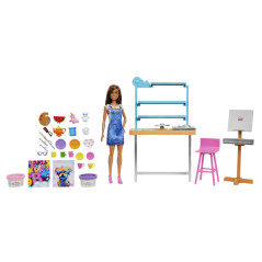 Barbie Relax and Create Atelier - Playset con Bambola e Plastilina per Vasi e Pittura - 25+ Accessori - Alta 29 cm - Regalo per