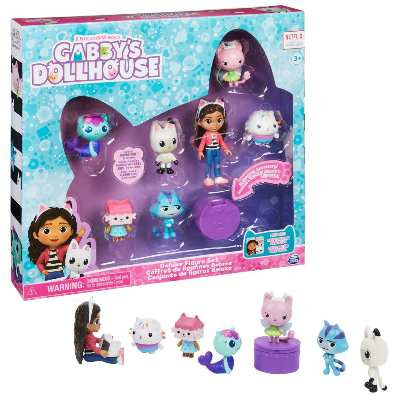 Gabby's Dollhouse , Confezione deluxe con Gabby e gattini, 7 personaggi di Gabby, giochi per bambini dai 3 anni in su