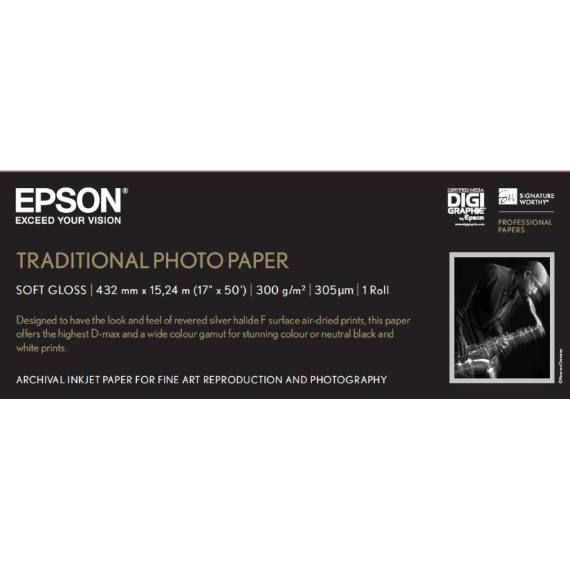 Epson Traditional Photo Paper, in rotoli da 43,18cm (17'') x 15m