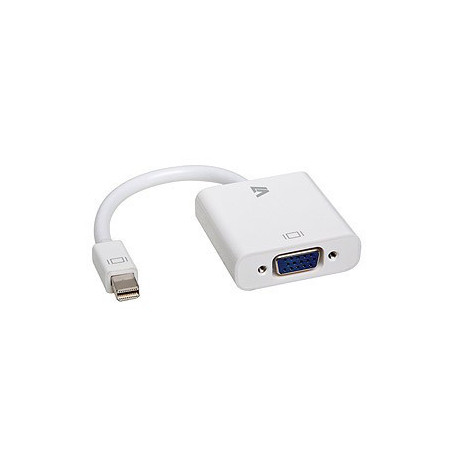 V7 Adaptador blanco de vídeo con conector Mini DisplayPort macho a VGA hembra