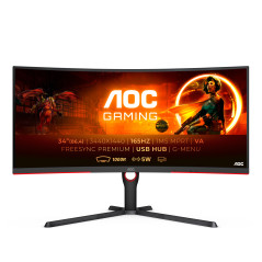 AOC G3 CU34G3S BK LED display 86,4 cm (34") 3440 x 1440 Pixel Wide Quad HD Nero, Rosso