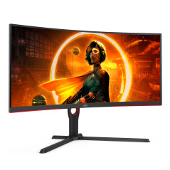 AOC G3 CU34G3S BK LED display 86,4 cm (34") 3440 x 1440 Pixel Wide Quad HD Nero, Rosso