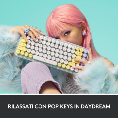 Logitech POP Keys Tastiera Meccanica Wireless con Tasti Emoji Personalizzabili, Design Compatto Durevole, Connettività