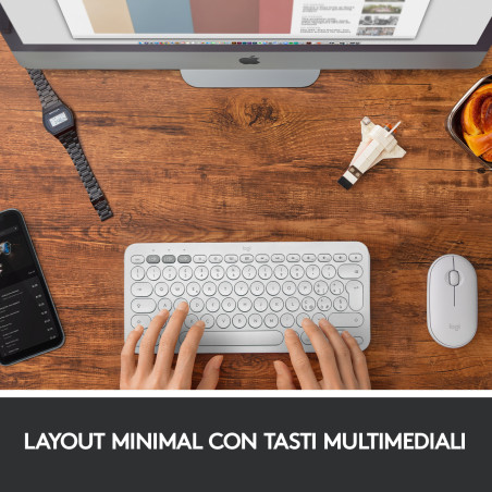 Logitech K380 Tastiera Bluetooth Multidispositivo per Mac, Sottile e Compatta, Easy-Switch fino a 3 Dispositivi, Compatibile