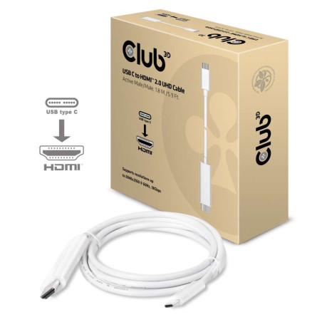 CLUB3D USB C to HDMI™ 2.0 UHD Cable Active 1.8 M./5.9 Ft.