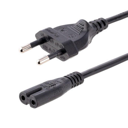 StarTech.com Cavo di Alimentazione CA da 3m, Spina EuroPlug a C7, 2.5A-250V, 18AWG, Cavo Elettrico di Ricambio con spina