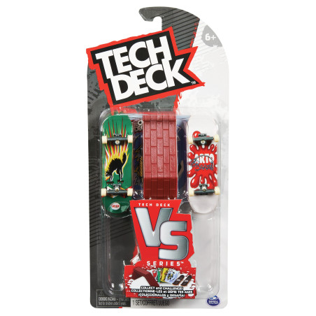 Tech Deck MINI SKATE FINGERSKATE VERUSUS SERIES Confezione da 2 mini skate assortiti e un ostacolo, per bambini dai 4 anni in su