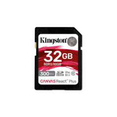 Kingston Technology 32GB Canvas React Plus SDHC UHS-II 300R 260W U3 V90 for Full HD 4K 8K