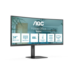 AOC V5 CU34V5C/BK LED display 86,4 cm (34") 3440 x 1440 Pixel Wide Quad HD Nero