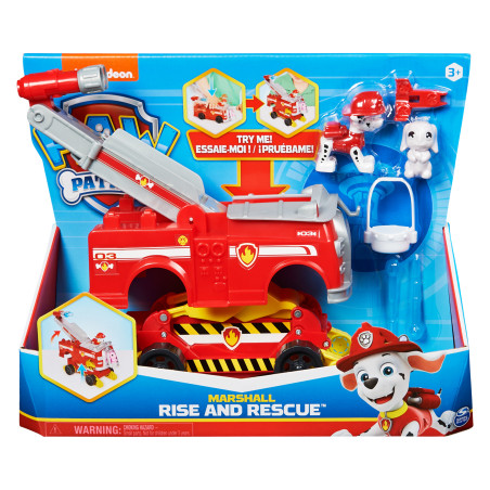 PAW Patrol , veicolo trasformabile Rise and Rescue di Marshall con personaggio e accessori, giocattoli per bambini dai 3 anni