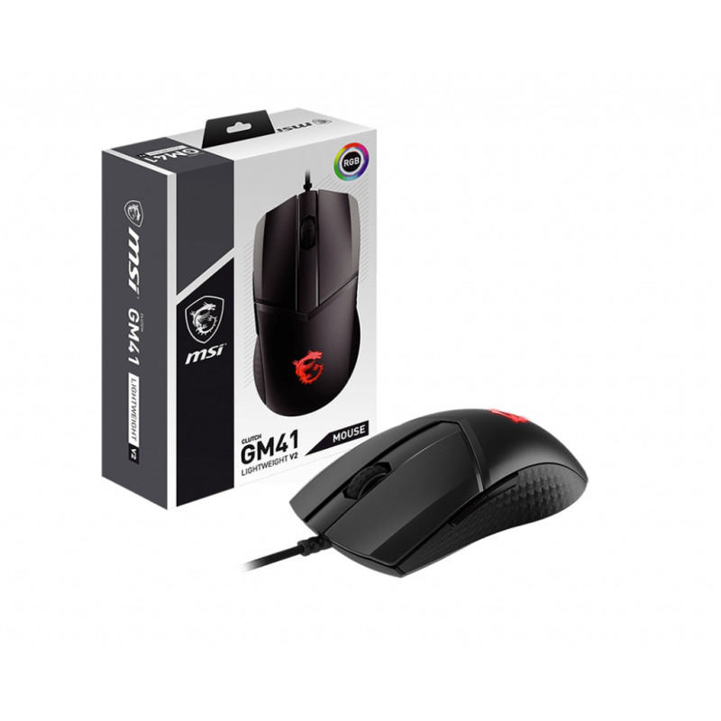 MSI Clutch GM41 Lightweight V2 mouse Gaming Ambidestro USB tipo A Ottico 16000 DPI