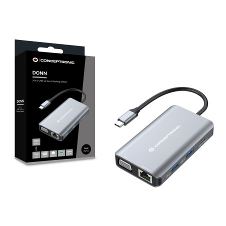 Conceptronic DONN21G replicatore di porte e docking station per laptop Cablato USB 3.2 Gen 1 (3.1 Gen 1) Type-C Grigio