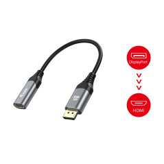 Equip 133445 cavo e adattatore video 0,15 m DisplayPort HDMI Nero, Grigio