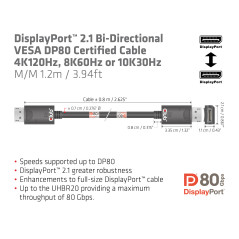 CLUB3D CAC-1091 cavo DisplayPort 1,2 m Nero