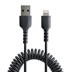 StarTech.com Cavo Lightning a USB-A da 1m Certificato MFi, Cavetto iPhone Spiralato di Ricarica Alimentazione, Resistente Cavo