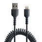 StarTech.com Cavo Lightning a USB-A da 1m Certificato MFi, Cavetto iPhone Spiralato di Ricarica/Alimentazione, Resistente Cavo