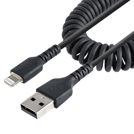 StarTech.com Cavo Lightning a USB- A da 50 cm Certificato MFi, Cavetto iPhone Spiralato di Ricarica Alimentazione, Resistente