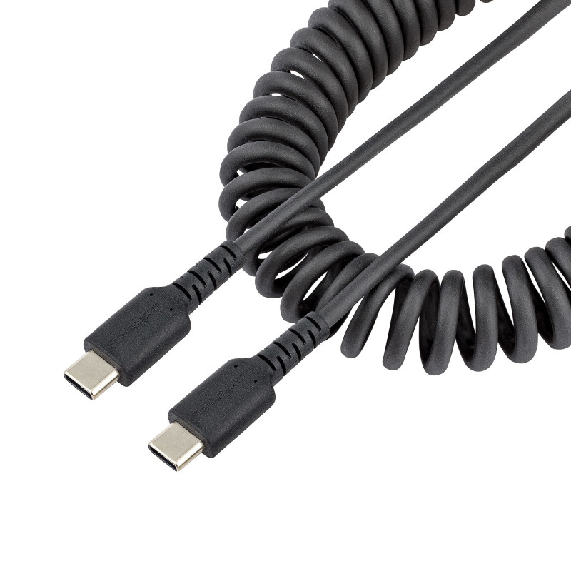 StarTech.com Cavo USB C Ricarica Veloce da 1m Cavetto USB tipo C 2.0 Spiralato di Alimentazione e Sincronizzazione Resistente