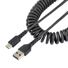 StarTech.com Cavo USB C Ricarica Veloce da 50cm Cavetto USB tipo C 2.0 Spiralato di Alimentazione e Sincronizzazione Cavo