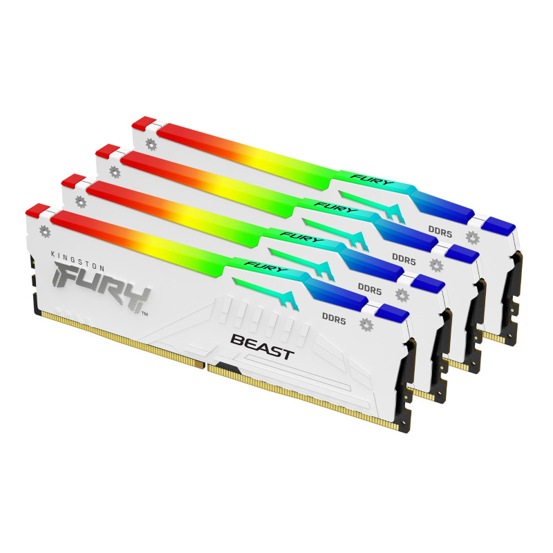 Kingston Technology FURY Beast 64 GB 5200 MT/s DDR5 CL40 DIMM (Kit da 4 moduli) White RGB XMP