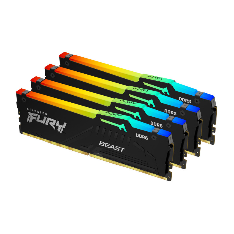 Kingston Technology FURY Beast 64 GB 5200 MT/s DDR5 CL40 DIMM (Kit da 4 moduli) RGB XMP