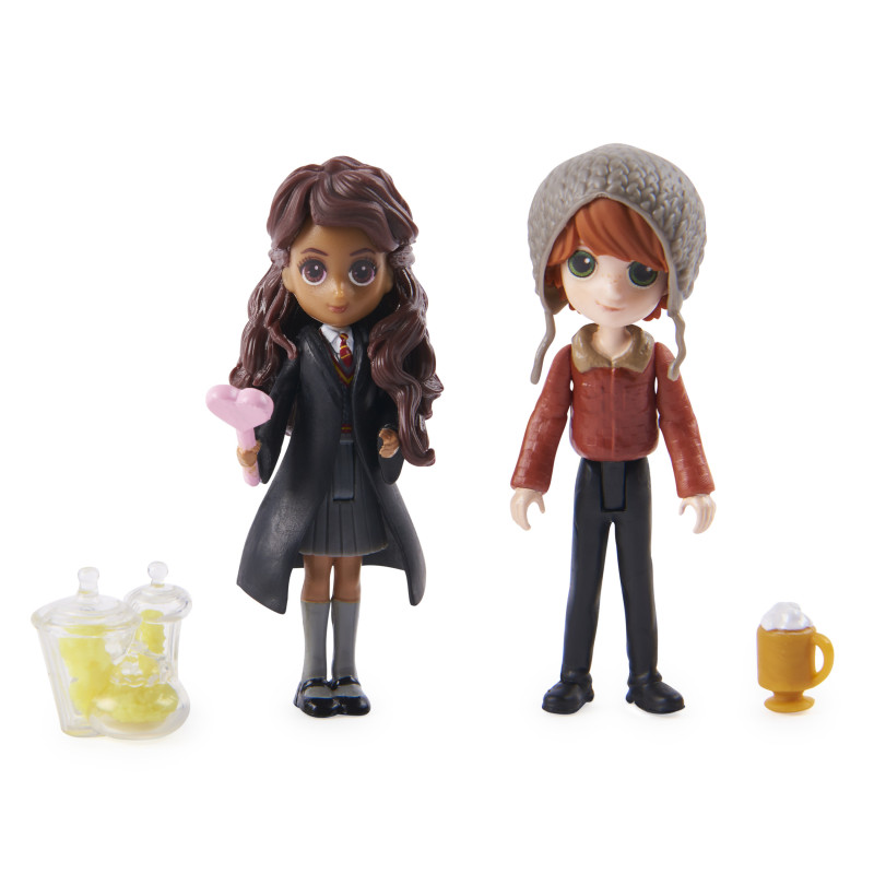 Wizarding World | Set Amicizia con personaggi Ron Weasley e Calì Patil | Bambole da 7.5cm | 2 accessori | Giocattoli per