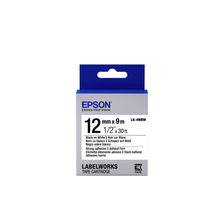 Epson Nastro fondo Bianco per testo Nero, altamente adesivo 12 9 LK-4WBW