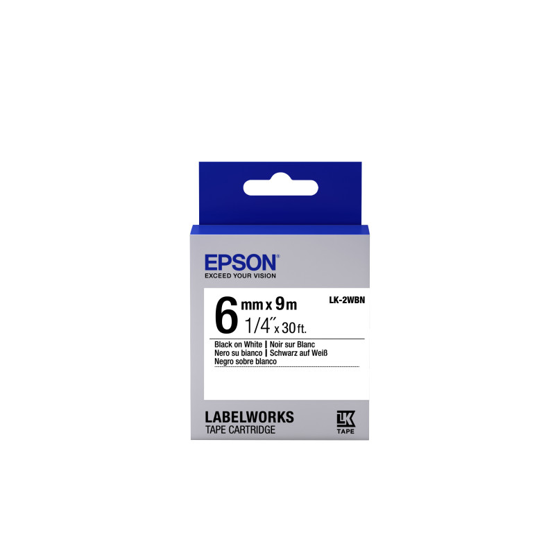 Epson Nastro fondo Standard Bianco per testo Nero 6/9 LK-2WBN