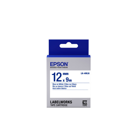 Epson Nastro fondo Standard bianco per testo Blu 12/9 LK-4WLN