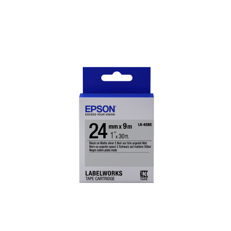 Epson Nastro fondo Opaco Argento per testo Nero 24 09 LK-6SBE