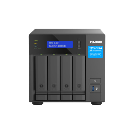 QNAP TVS-H474 NAS Tower Intel® Pentium® G7400 8 GB DDR4 QuTS hero Nero