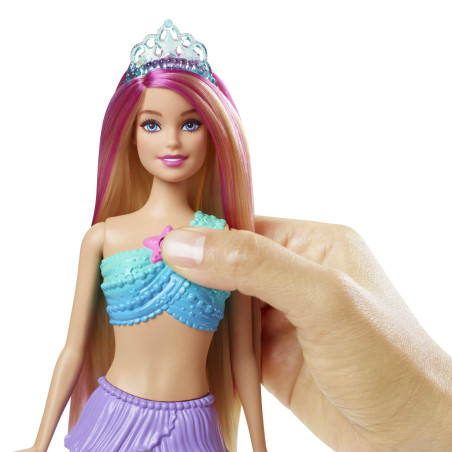 Barbie Dreamtopia Sirena Luci Scintillanti Bambola Bionda con Coda che si Illumina, Luci che si Attivano con Acqua e Capelli