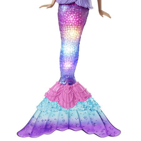 Barbie Dreamtopia Sirena Luci Scintillanti Bambola Bionda con Coda che si Illumina, Luci che si Attivano con Acqua e Capelli