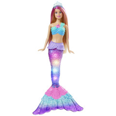 Barbie Dreamtopia Sirena Luci Scintillanti Bambola Bionda con Coda che si Illumina, Luci che si Attivano con Acqua e Capelli