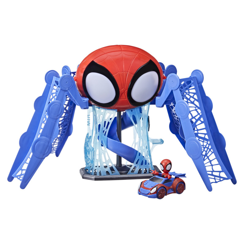 Marvel Spidey e I Suoi Fantastici Amici, Playset Webquarter, playset con luci e suoni, include un personaggio e un veicolo, per