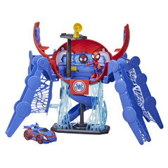 Marvel Spidey e I Suoi Fantastici Amici, Playset Webquarter, playset con luci e suoni, include un personaggio e un veicolo, per