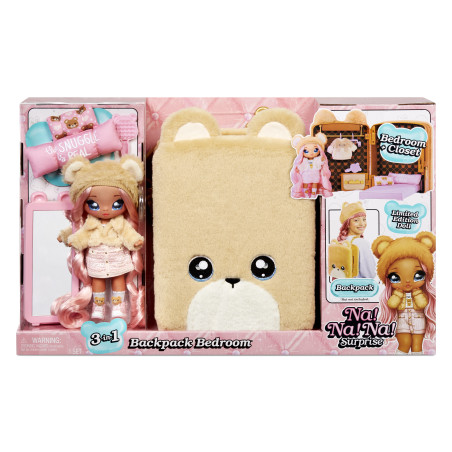 Na! Na! Na! Surprise 3-in-1 Backpack Bedroom Series 2 Playset - Sarah Snuggles (Teddy Bear)