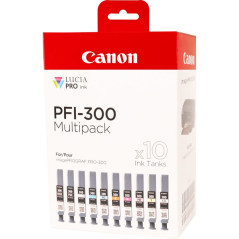 Canon PFI-300 cartuccia d'inchiostro 10 pz Originale Nero, Blu, Ciano, Grigio, Magenta, Nero per foto, Magenta per foto, Rosso,