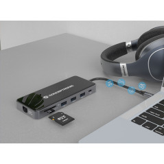 Conceptronic DONN15G replicatore di porte e docking station per laptop Cablato USB 3.2 Gen 1 (3.1 Gen 1) Type-C Grigio