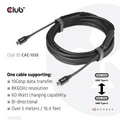 CLUB3D CAC-1535 cavo USB USB 3.2 Gen 2 (3.1 Gen 2) 5 m USB C Nero